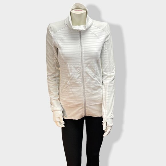 LULULEMON Grey Striped‎ Zip Up Athletic Jacket - Picture 1 of 3